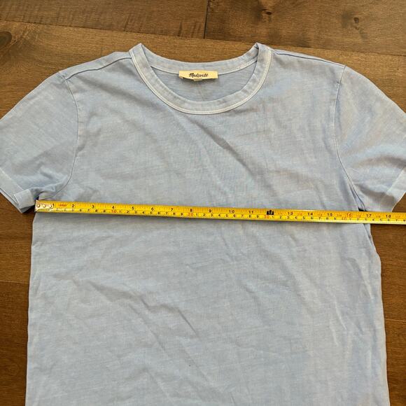 Madewell Women's Cotton Perfect Crewneck Tee in Light Pool size XS NWT - Picture 4 of 8